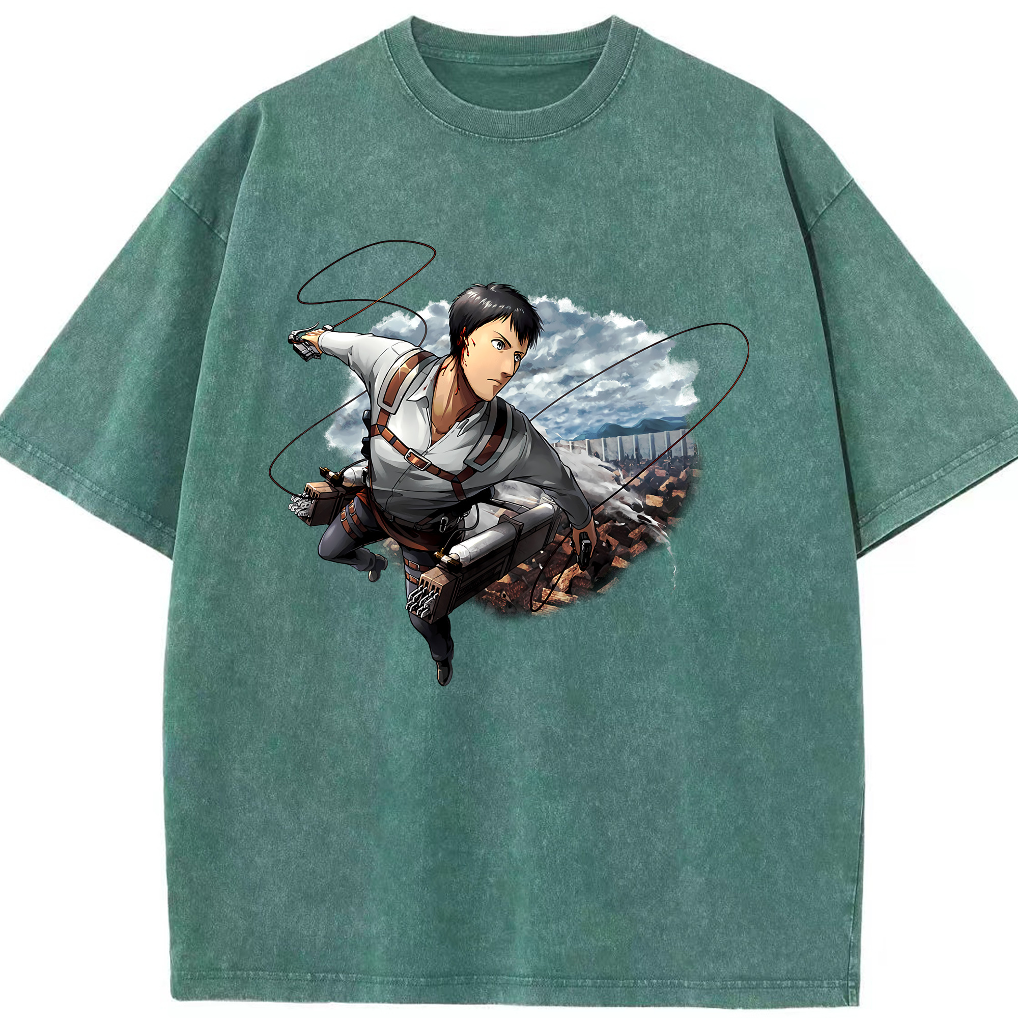 （画像用） 進撃の巨人 ベルトルト・フーバー Attack on Titan Bertholdt Hoover 綿100% ヴィンテージ風 半袖Tシャツ（フロントプリント）